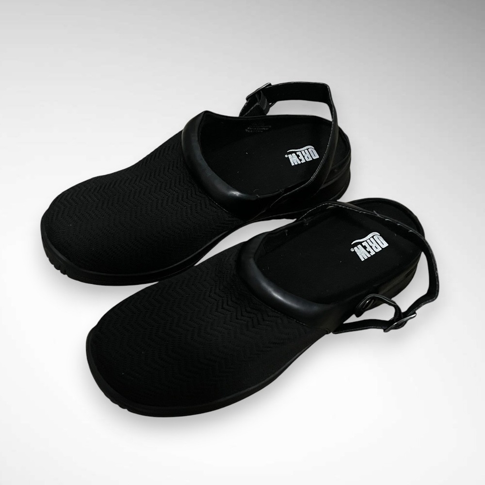 DREW Savannah Women's Black Orthopedic Clogs‎ With Swivel Ankle Strap Size 11
